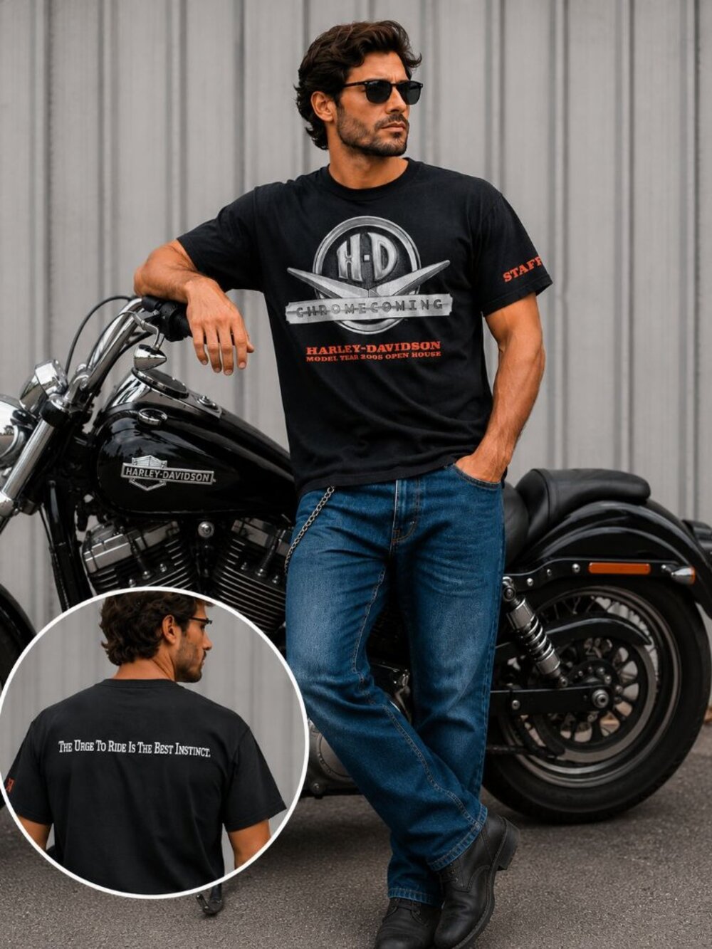 Vintage 2005 Harley-Davidson Chromecoming Open House Staff T-Shirt Large USA